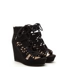 Incaltaminte Femei CheapChic High Drama Cut-out Lace-up Wedges Black