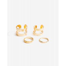 Bijuterii Femei CheapChic Two By Two Brushed Caged Ring Set Met Gold