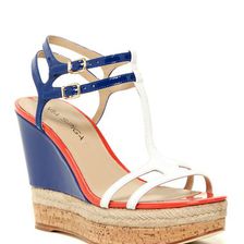 Incaltaminte Femei Via Spiga Meza Leather Dual Ankle Strap Platform Wedge WHT-BLUE-COR