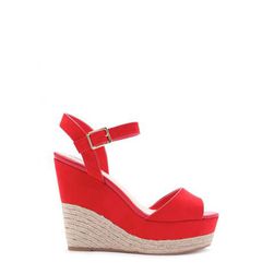 Incaltaminte Femei Forever21 Faux Suede Espadrille Wedges Red