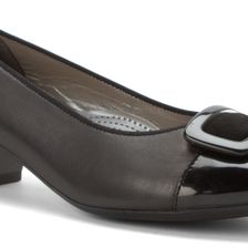 ara Nina Black Leather/Patent Toe