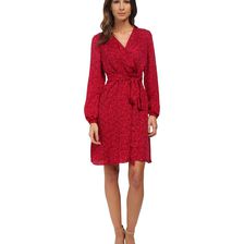 Adrianna Papell Printed Wrap Dress Red Multi