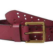 Accesorii Femei Fossil Diamond Perforated Belt Maroon