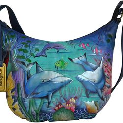Anuschka Handbags Medium Bucket Hobo Dolphin World
