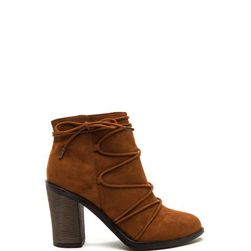 Incaltaminte Femei CheapChic Any Way You Lace It Chunky Booties Chestnut