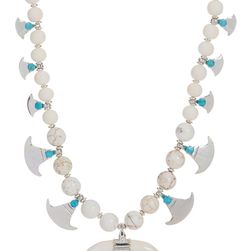 Chan Luu Bone, Turquoise & Howlite Bead Necklace WHITE BONE