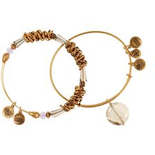 Alex and Ani Beaded Expandable Wire Bangles - Set of 2 GOLD FINISH