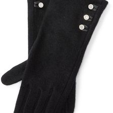Ralph Lauren Buttoned Touch Screen Gloves Black