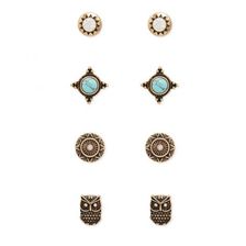 Bijuterii Femei Forever21 Burnished Owl Stud Set Antique gold