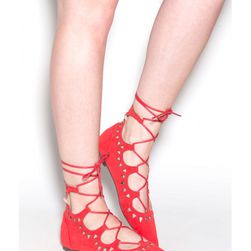 Incaltaminte Femei CheapChic Finders Keepers Pointy Lace-up Flats Coral