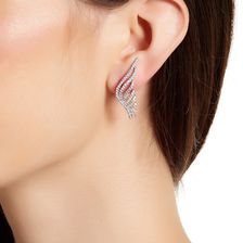 Free Press Burst Stud & Pave Wing Crawler Mismatched Earrings CLEAR-RHODIUM