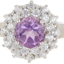 Savvy Cie Sterling Silver Amethyst & CZ Flower Ring purple