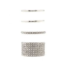 Bijuterii Femei Forever21 Rhinestone Ring Set Silverclear