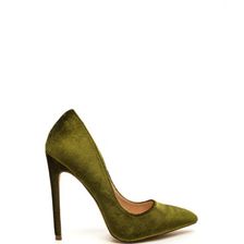 Incaltaminte Femei CheapChic Head To Toe Pointed Velvet Pumps Olive