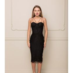 Rochie neagra, conica, din dantela chantilly, Nicole Enea