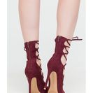 Incaltaminte Femei CheapChic It\'s Love Lace-up Velvet Heels Wine