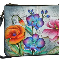 Anuschka Handbags Triple Compartment Crossbody Floral Fantasy