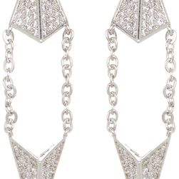 Free Press Pave Spike Chain Drop Earrings CLEAR-RHODIUM
