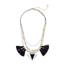 French Connection 3 Strand Tassel & Dagger Necklace Silver/Gold/Black