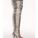 Incaltaminte Femei CheapChic Pretty In Python Over-the-knee Boots Beige