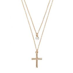 Bijuterii Femei Forever21 Cross Pendant Layered Necklace Goldclear