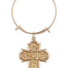 Bijuterii Femei Alex and Ani 14K Gold Sacred Cross Mini Expandable Ring RUSSIAN GOLD