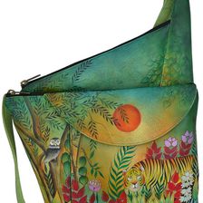 Anuschka Handbags Asymmetric Slim Crossbody Rousseau’s Jungle