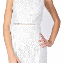 Rochie de ocazie alba cambrata din dantela W1166A