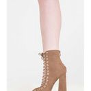 Incaltaminte Femei CheapChic It Factor Lace-up Block Heel Booties Taupe