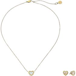 Michael Kors Pendant & Stud Earrings Set Gold/Mother-of-Pearl