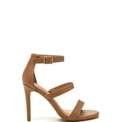 Incaltaminte Femei CheapChic Triple Crown Strappy Faux Leather Heels Natural
