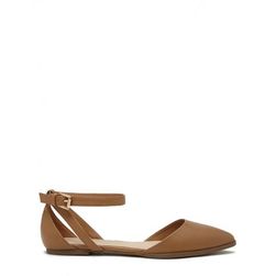 Incaltaminte Femei Forever21 Faux Leather Ankle-Strap Flats Taupe