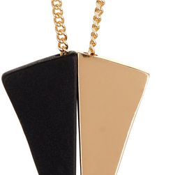 Natasha Accessories Two Tone Triangle Pendant Necklace BLACK-GOLD
