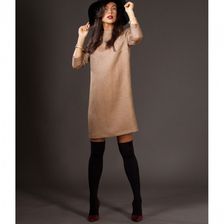 Rochie maro, din lana texturata, Dustry Dress, Framboise