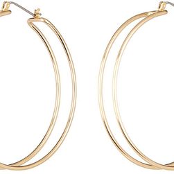 Natasha Accessories Gold-Tone Double Bar Hoop Earrings GOLD