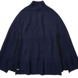 Ralph Lauren Wool-Blend Mockneck Capelet Navy