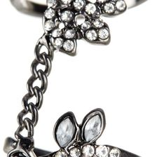 Free Press Floral Pave Twin Ring - Size 7 CLEAR-HEMATITE