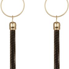 14th & Union Long Ring Tassel Drop Earrings BLACK-GOLD