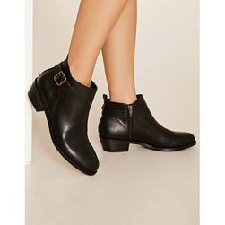 Incaltaminte Femei Forever21 Faux Leather Ankle Booties Black