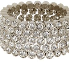 Natasha Accessories Wide Crystal Stretch Bracelet SILVER