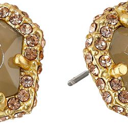 Vince Camuto Femme Rock Stud Earrings Worn Gold/Milky Grey/Light Peach Pave