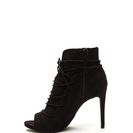 Incaltaminte Femei CheapChic Slit Down Faux Suede Lace-up Booties Black