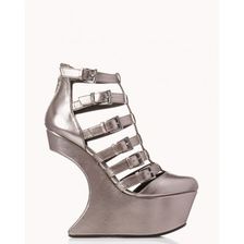Incaltaminte Femei Forever21 Bold Heel-Less Wedges Gunmetal