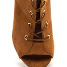 Incaltaminte Femei CheapChic Take A Peep-toe Chunky Faux Suede Heels Whisky