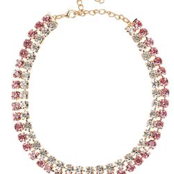 Natasha Accessories Double Row Crystal Necklace PINK-CRYSTAL