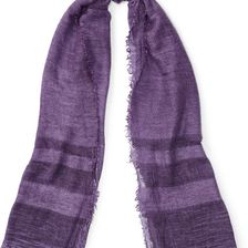 Ralph Lauren Cold-Dyed Border-Striped Scarf Rustic Purple