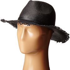 BCBGMAXAZRIA Frayed Panama Hat Black