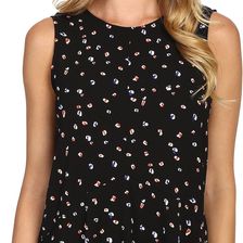 Vince Camuto Sleeveless Animal Pop Ruffle Front Blouse Rich Black