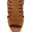 Incaltaminte Femei CheapChic Lined Up Faux Leather Chunky Heels Tan