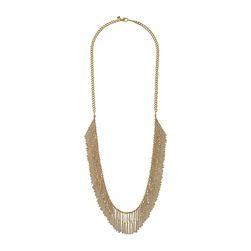 Rebecca Minkoff Beaded Fringe Necklace Gold Toned/Crystal